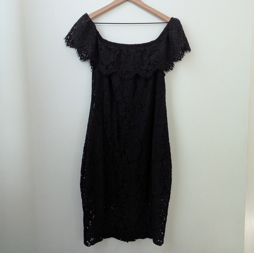 ❤️ Elegant Black Lace Off-Shoulder Dress Women's XL